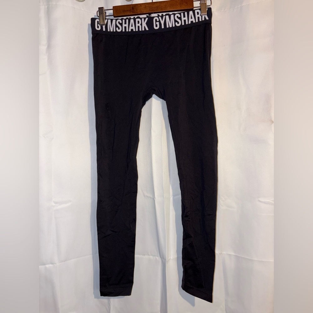 Gymshark Fit Leggings Black Women Size Small Athletic Wear Logo Waist Band